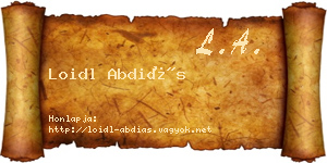 Loidl Abdiás névjegykártya